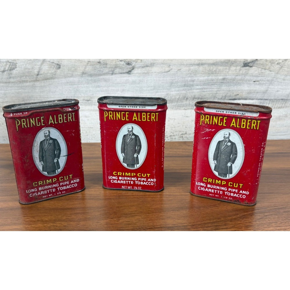 Vintage Prince Albert Crimp Cut Tobacco Pocket Tin Empty Lot of 3